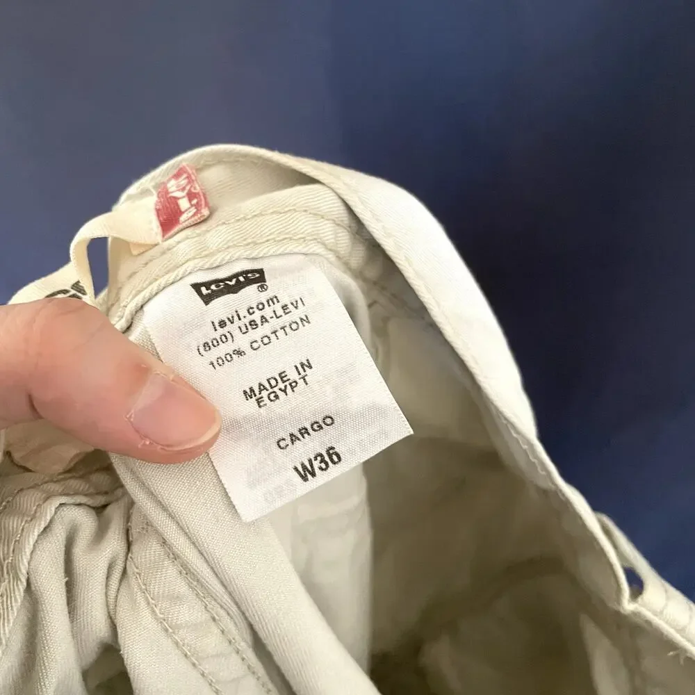 Levi's cargo pants beige men's size W36 cotton‎ multiple pockets summery style